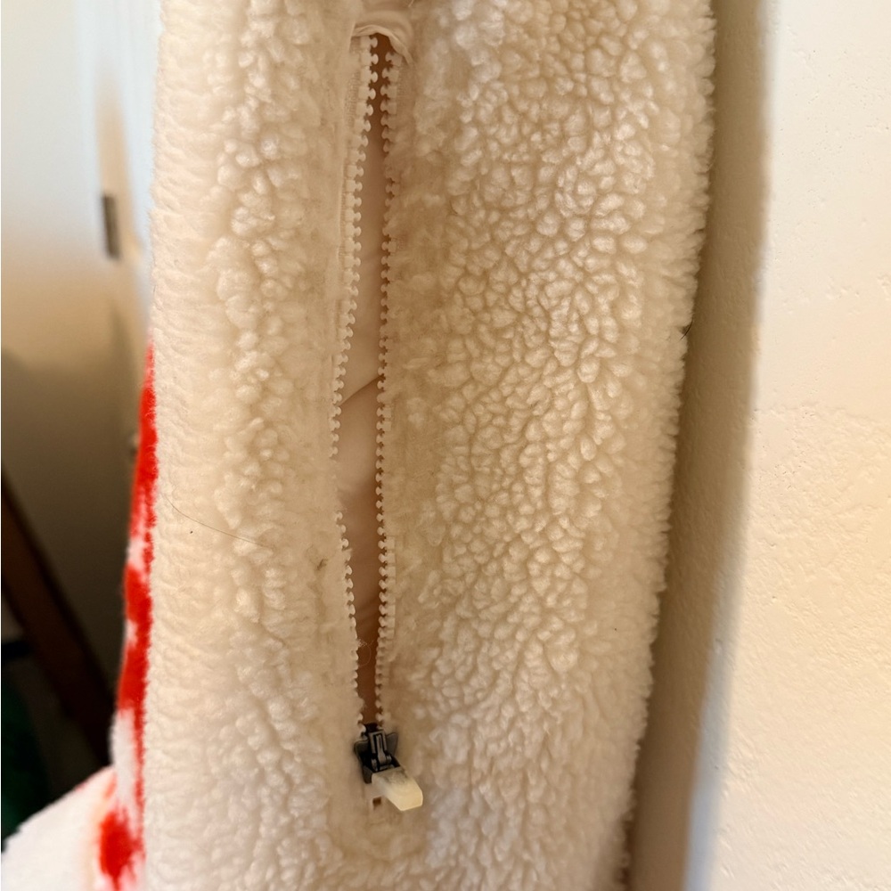 Free People Cozy Red & White Fleece Overalls Snow Pants - Picture 6 of 15